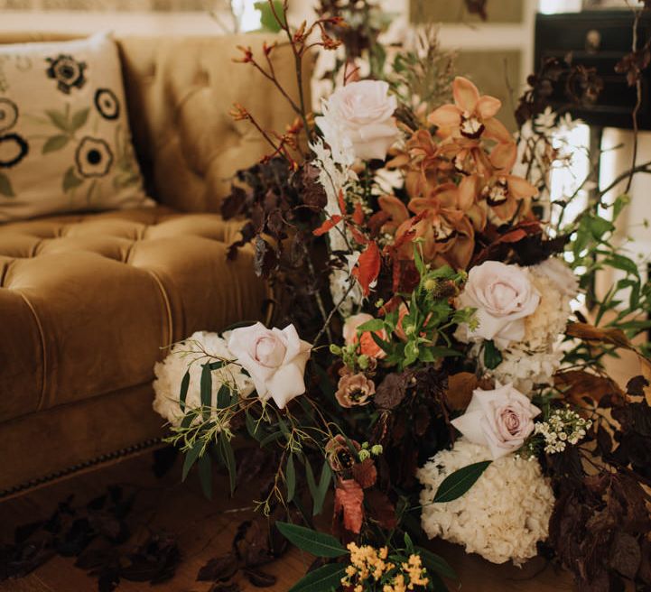 Autumn flowers for rustic wedding reception