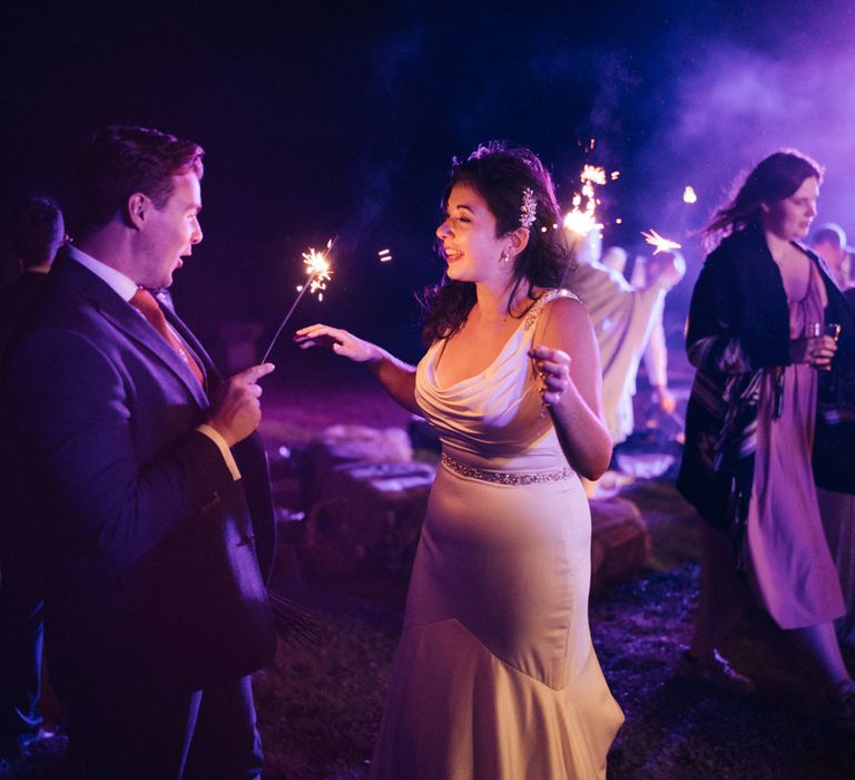 Bride & groom during wedding reception 