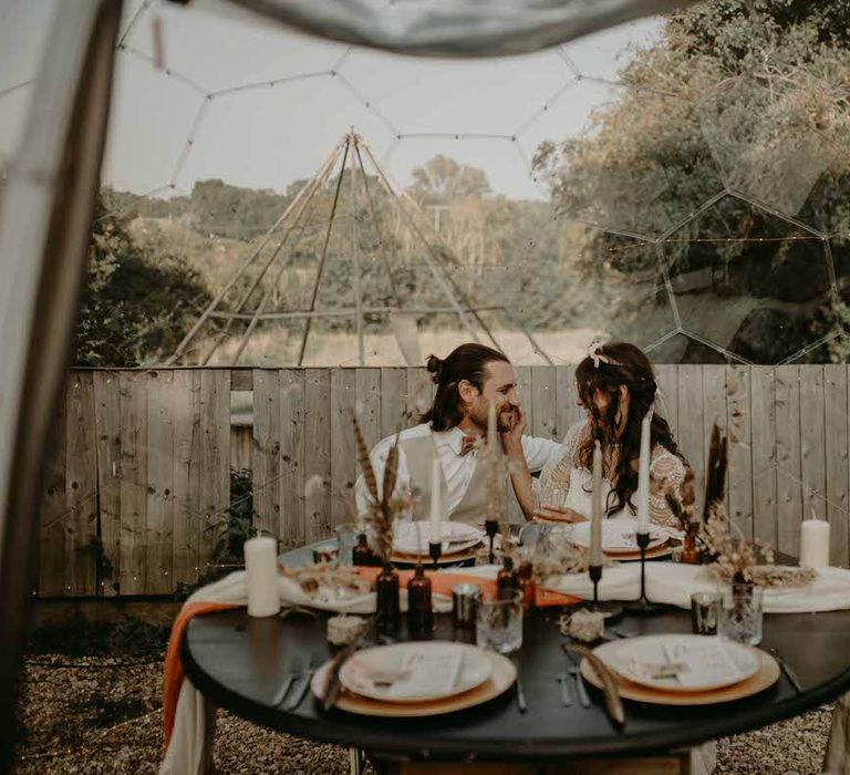 The Bride and Groom use pod dining for a Covid secure wedding