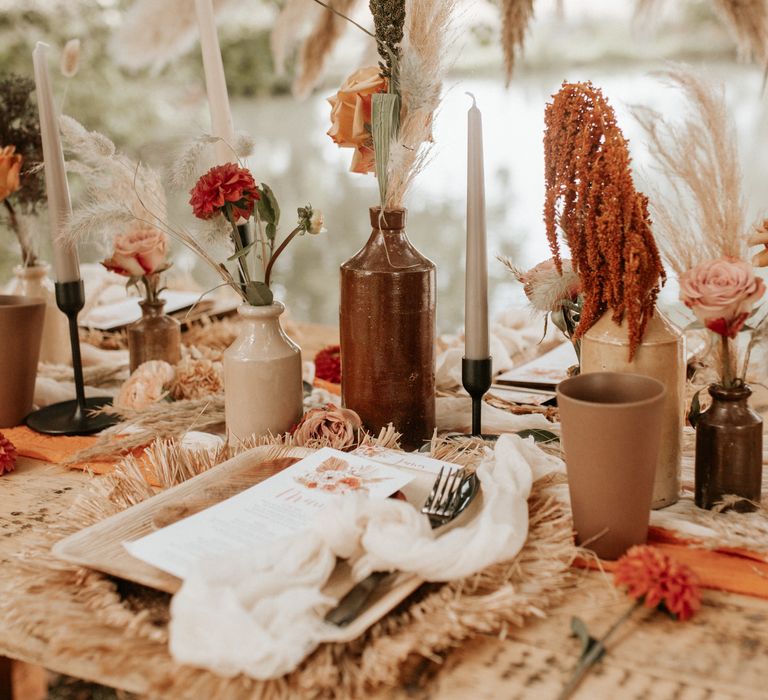 Table decor with Autumnal colour scheme