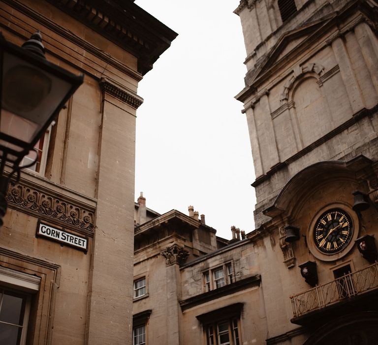 Exterior of Corn Street buildings in Bristol