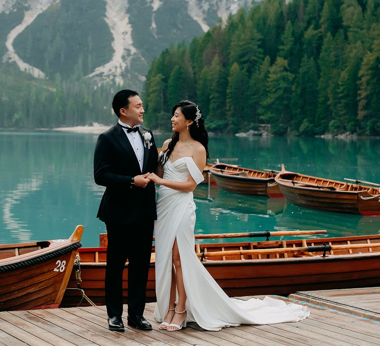 Destination wedding in The Dolomites in Italy mountain range 