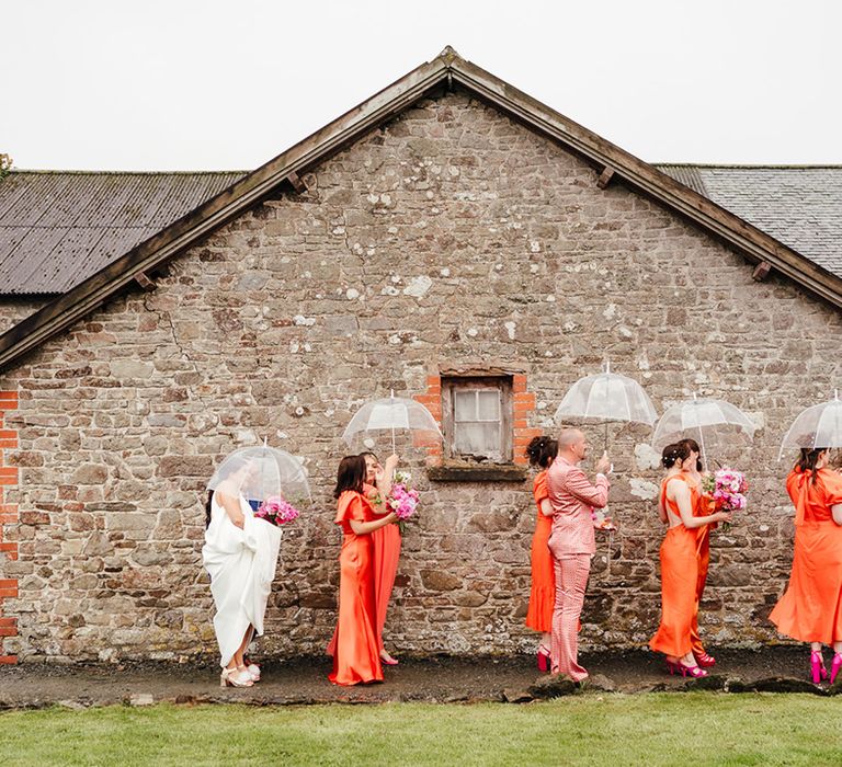 Bridesmaids lining up to walk down the aisle 