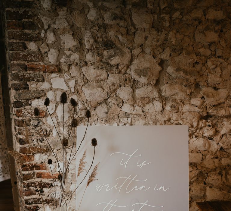 It is written in the stars etched acrylic wedding welcome sign 