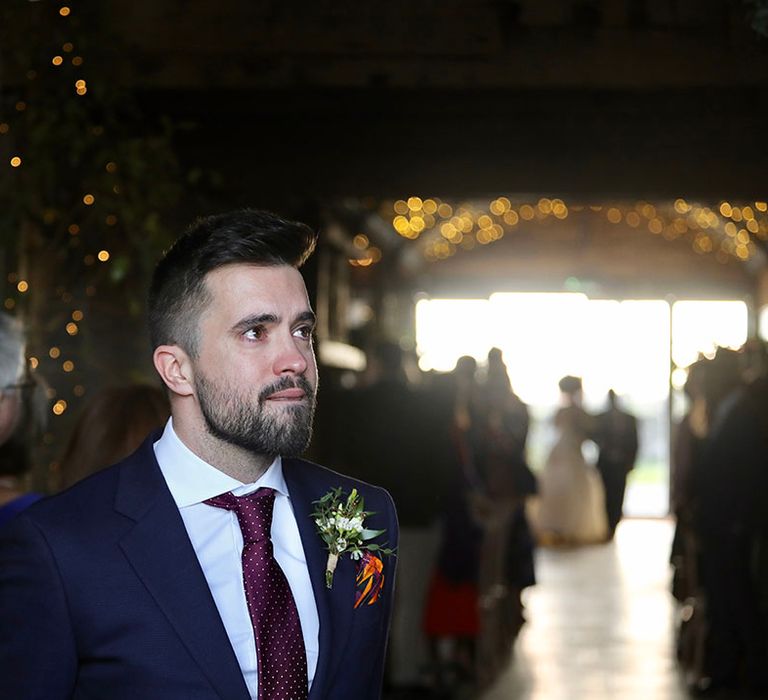 Groom becomes emotional on his wedding day