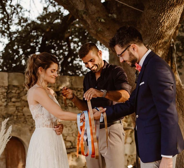 handfasting ceremony at greece destination wedding