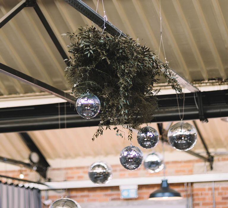 Disco ball wedding decorations at Bowers Mill for party wedding 