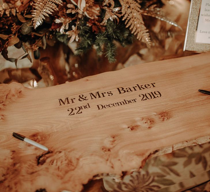 Rustic wedding decor for winter wedding in the Lake District