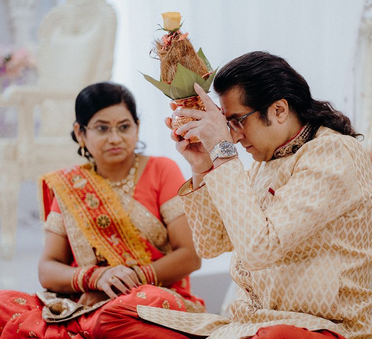 Wedding guest during traditional Hindu ceremony