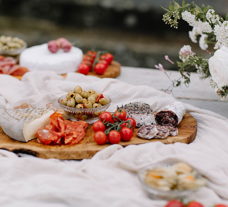 French cuisine grazing table at Chateau de la Ruche