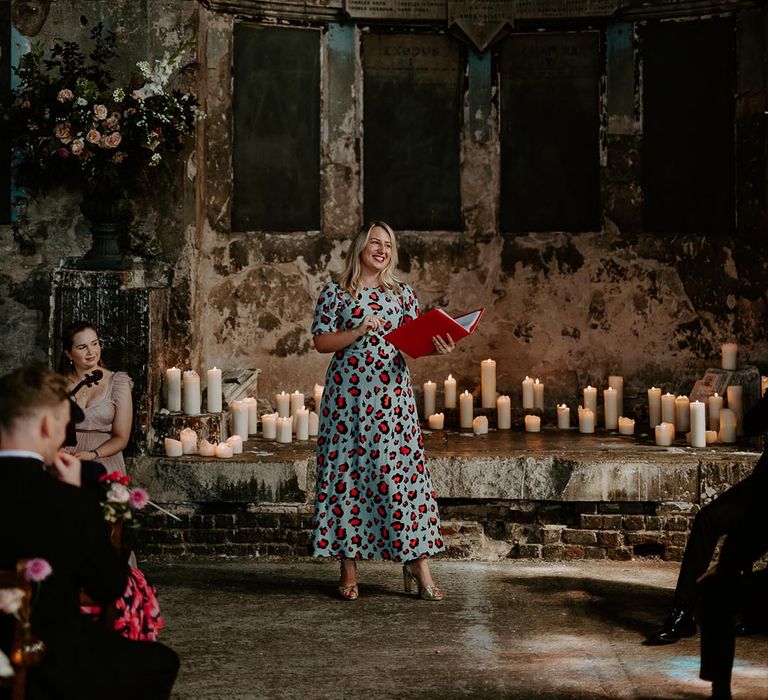 The wedding celebrant performs a bespoke wedding ceremony at The Asylum Chapel wedding venue 