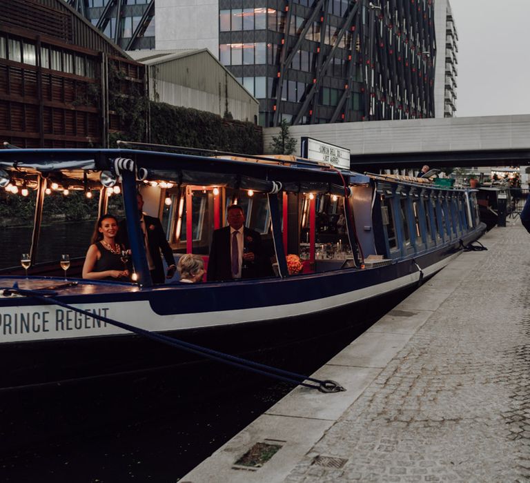 Intimate dinner aboard boat in London