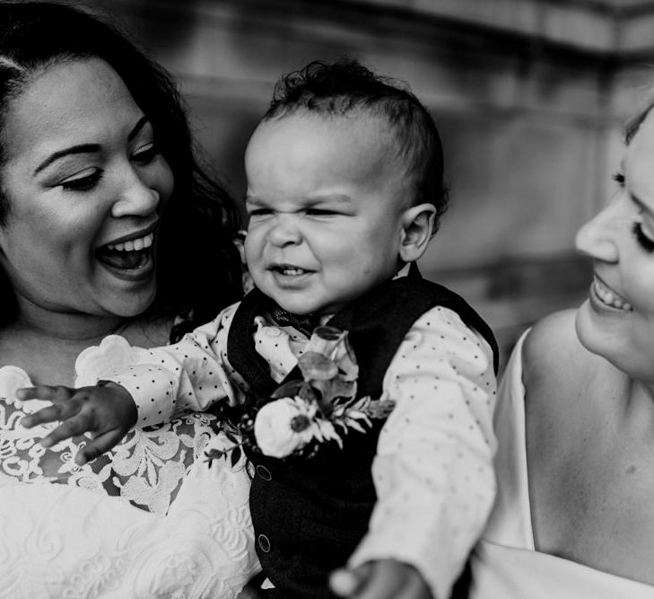 Bride to be and baby at Liverpool wedding