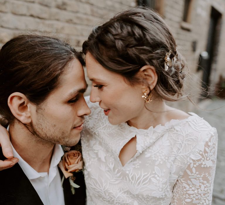 Bride and groom intimate wedding photo