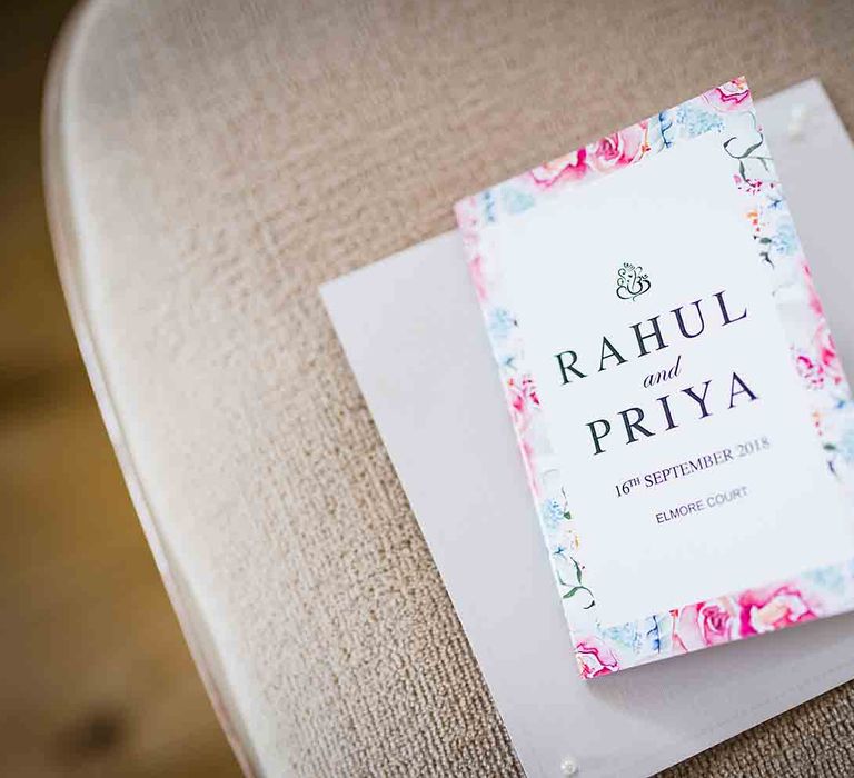 Pink floral wedding stationery