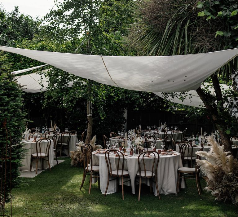 Outdoor garden wedding reception