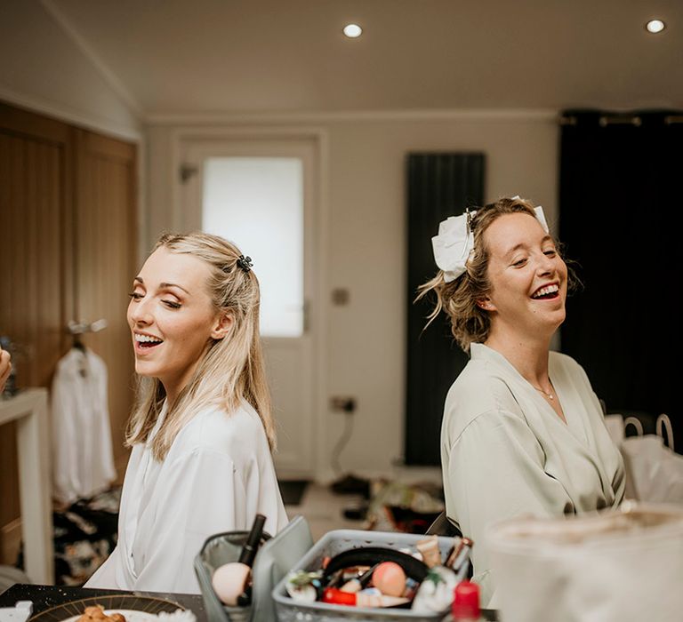 Bridesmaid preparations at Chycara wedding venue