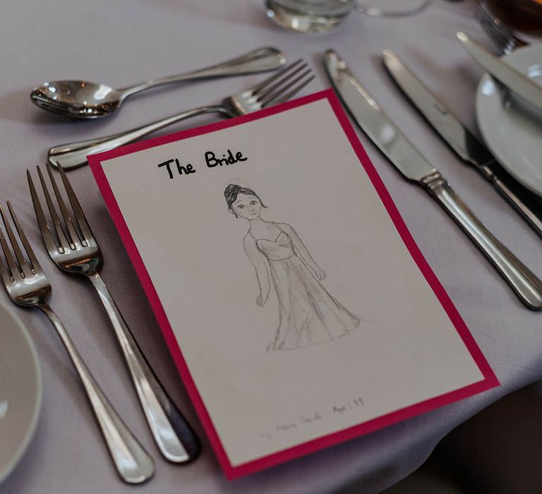 hand-drawn personalised name place settings 