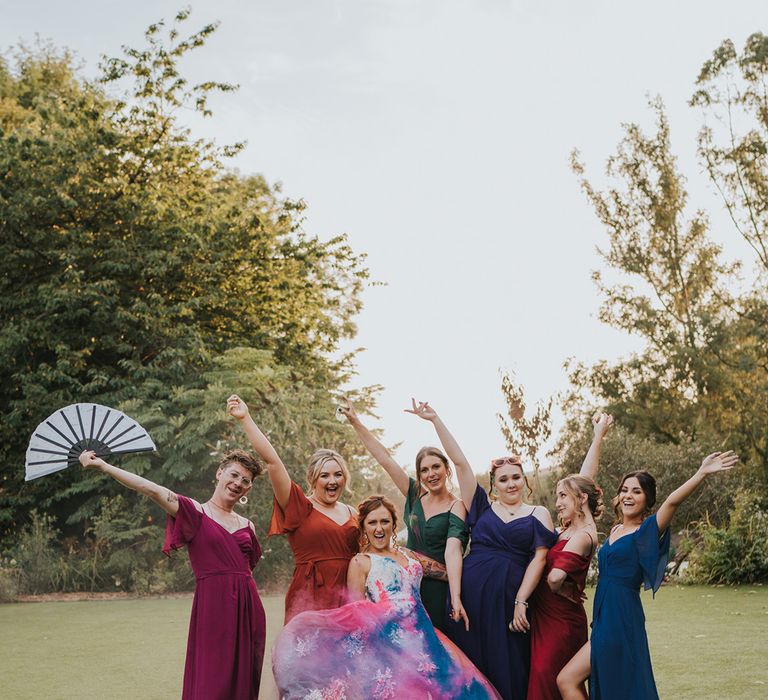 I do crew in different coloured dresses with the bride after the Trash the dress moment 