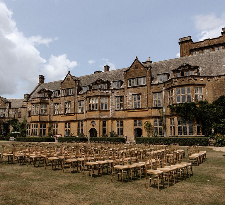 Outdoor wedding ceremony at Minterne House in Dorset 