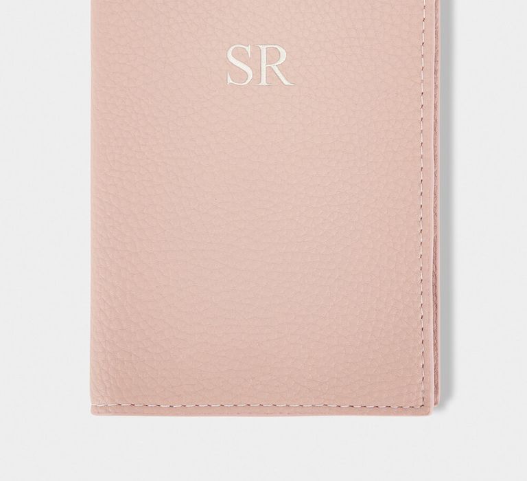 Pink passport cover with personalised initials 