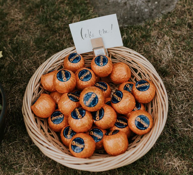 Terry's Chocolate Orange wedding favours 