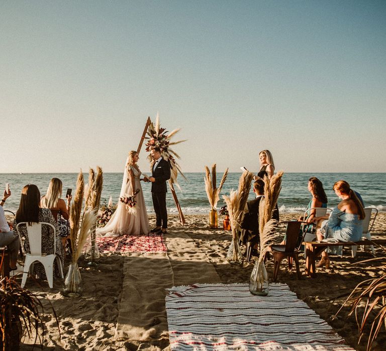 Intimate beach wedding ceremony