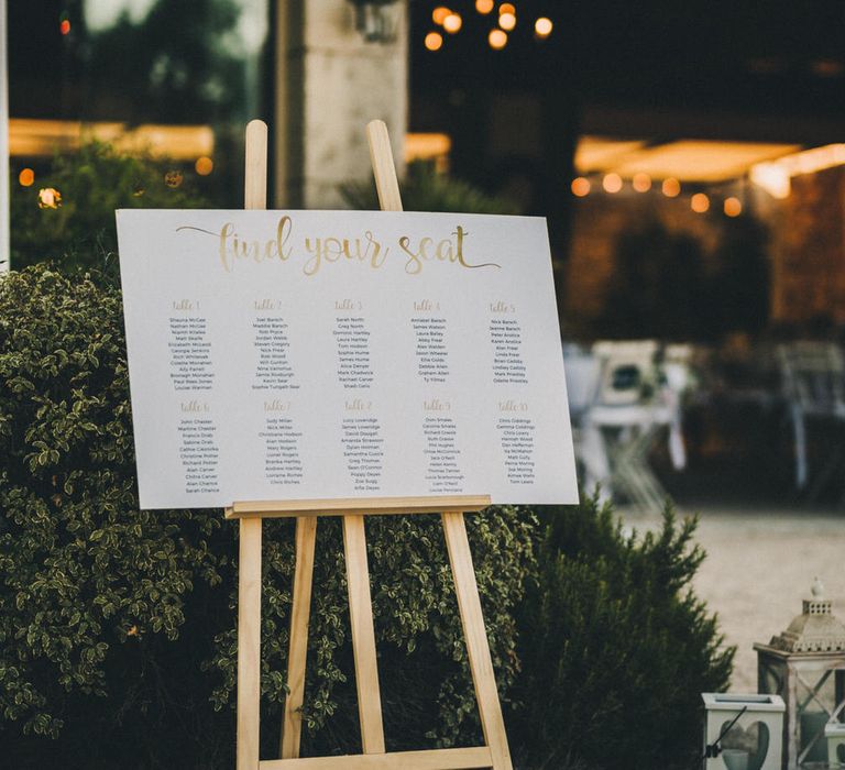 Wedding seating chart at Le Mas De La Rose