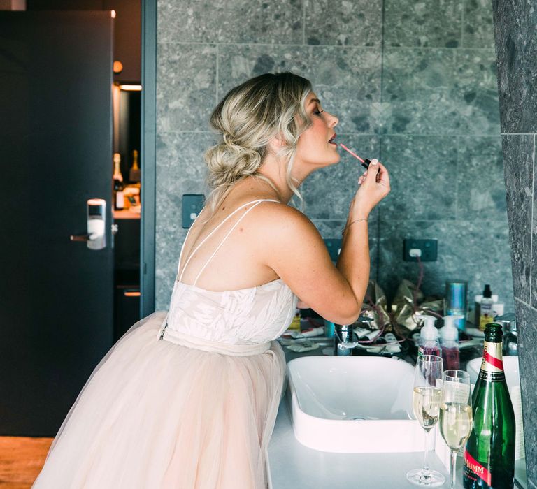 Bridal makeup preparations for outdoor wedding in Australia