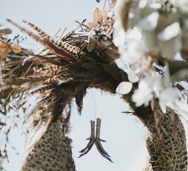 boho feather wedding decor