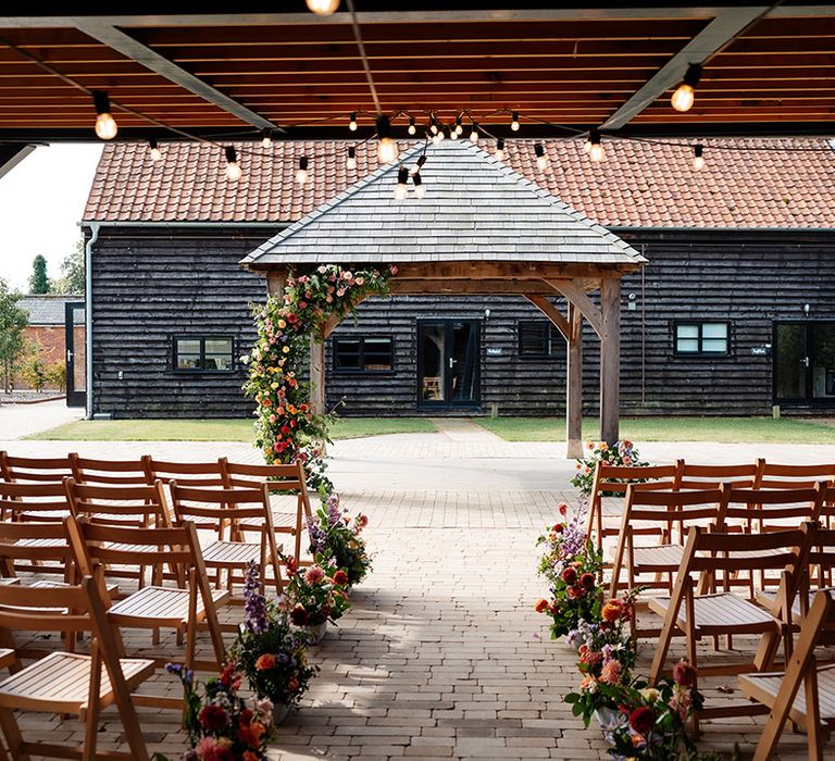 The Canary Shed wedding ceremony set up 