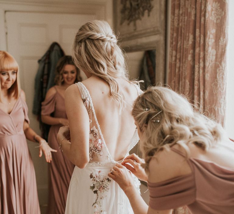 Wedding morning bridal preparations 