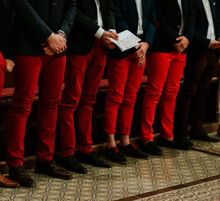 Groomsmen in coloured chinos 