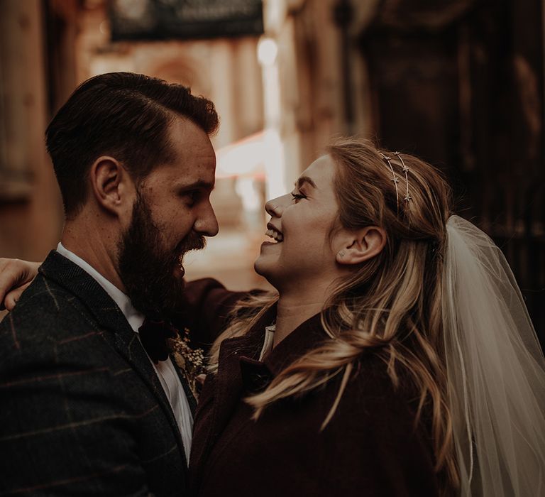 Bristol intimate wedding with bride wearing short veil