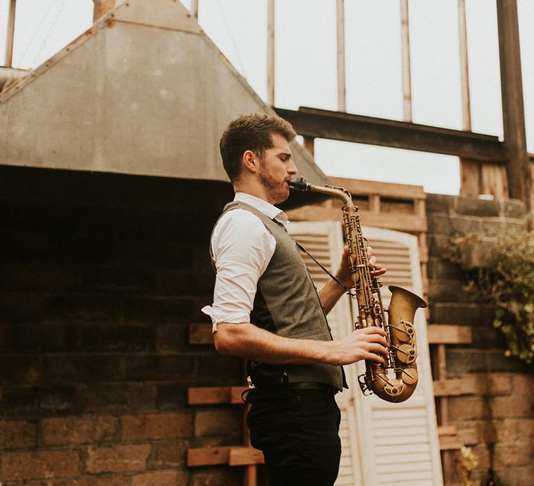 Saxophonist wedding entertainment at Devon wedding 