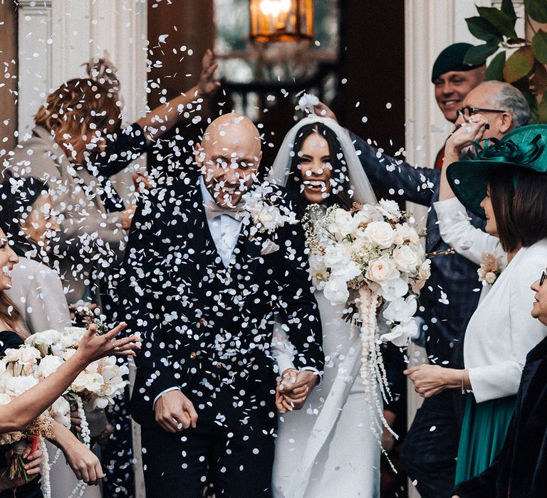 Confetti moment at Iscoyd Park for Jessamy Stoddart wedding 