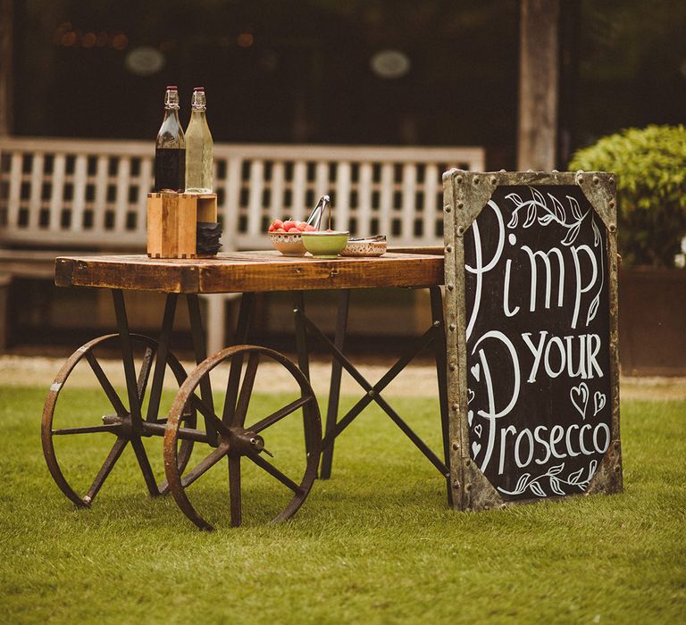 Pimp your Prosecco station wedding drinks for classic wedding at Tythe Barn 