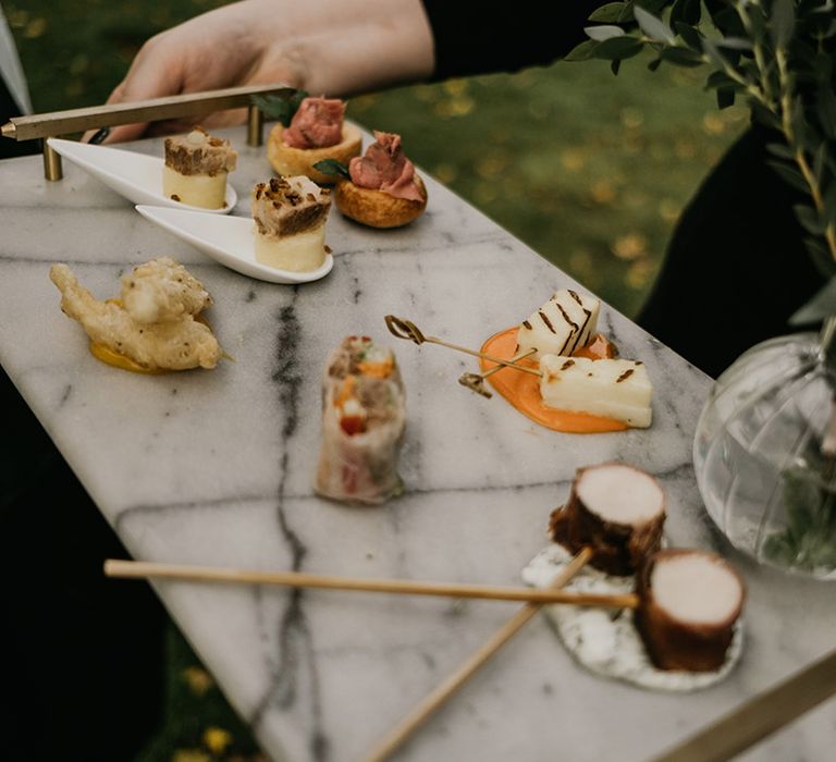 Wedding sharing platter of food for the wedding guests 