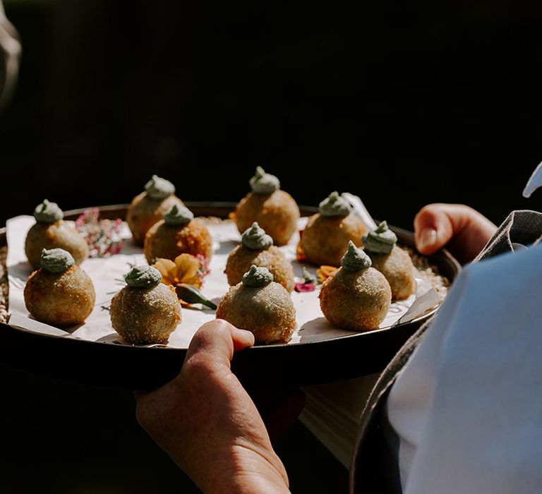 Italian wedding canapés food serving idea 