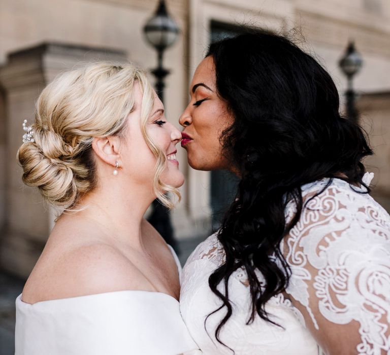 Brides on their wedding day at St Georges Hall Liverpool Wedding