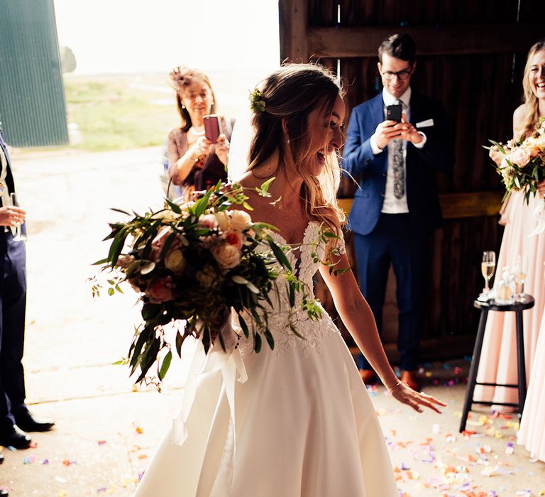 Cold shoulder wedding dress for barn wedding