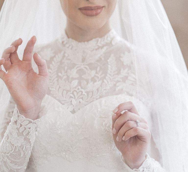 Beautiful Islamic bride wearing her veil 