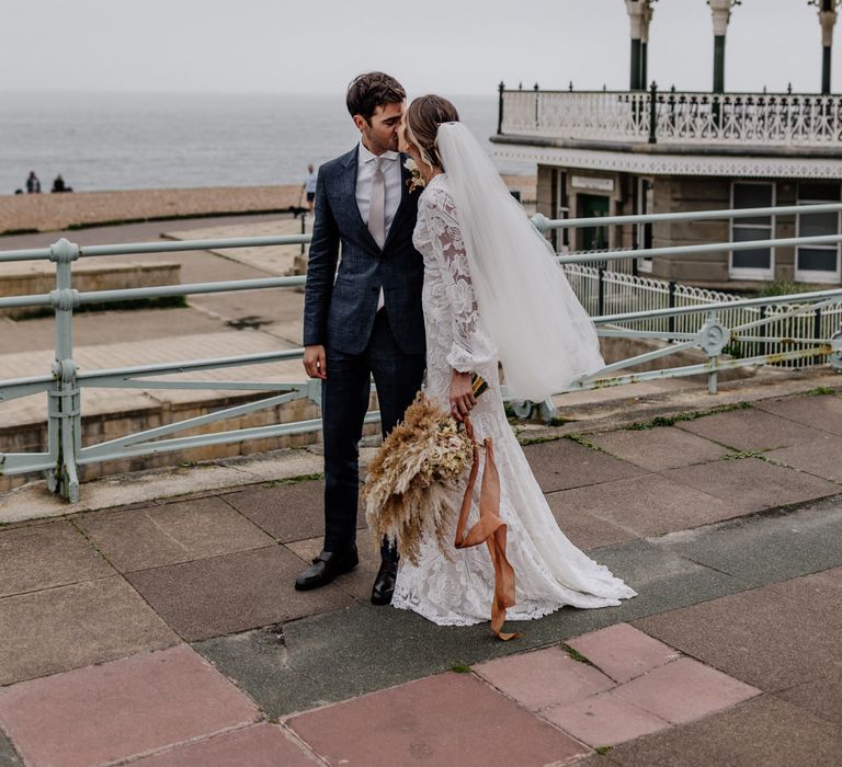 Bride and Groom at Brighton bandstand wedding