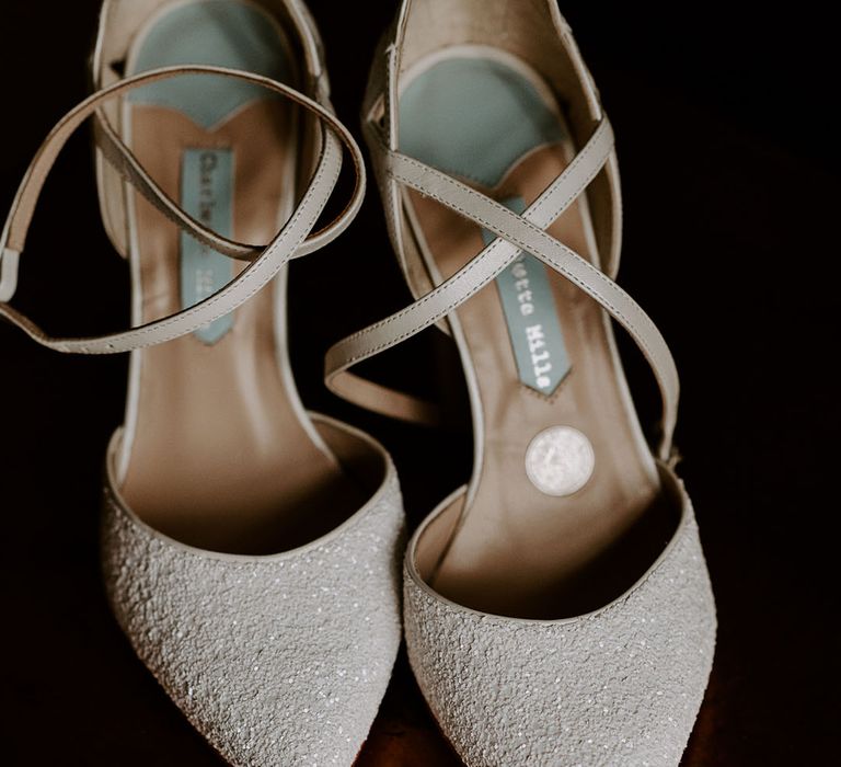 White glitter pointed wedding shoes from Charlotte Mills