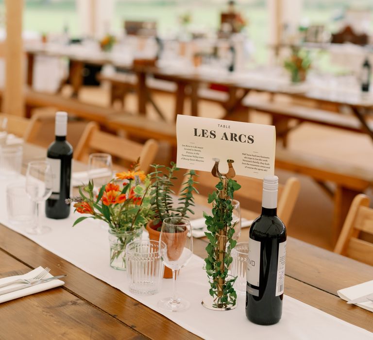 Personalised table names based on places around the world 