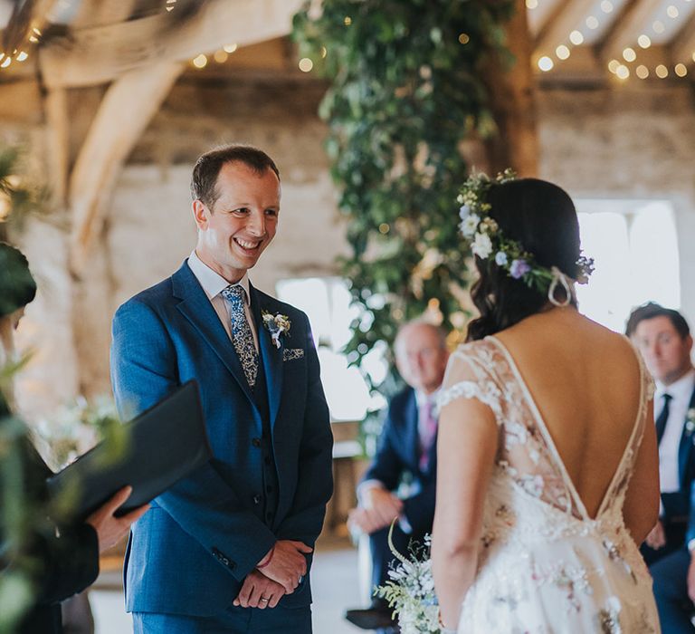 celebrant led wedding ceremony at the Tithe Barn BOLTON ABBEY with handfasting ritual 