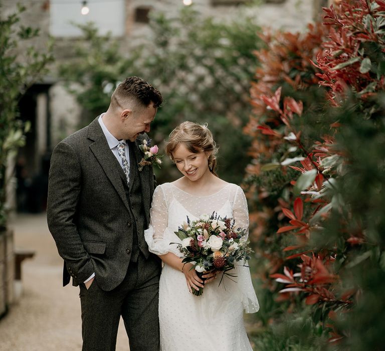 Wildflower wedding theme for intimate wedding at Holmes Mill in Lancashire 