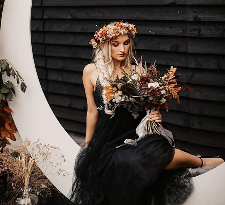 Black halloween alternative wedding dress idea by Olegs Samsonovs Photography