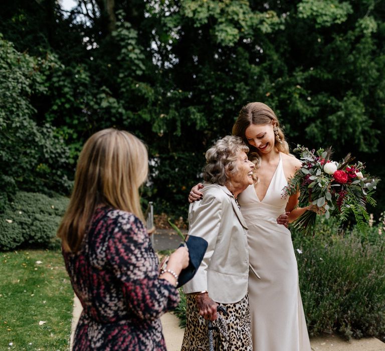 Bride hugging her Grandma 