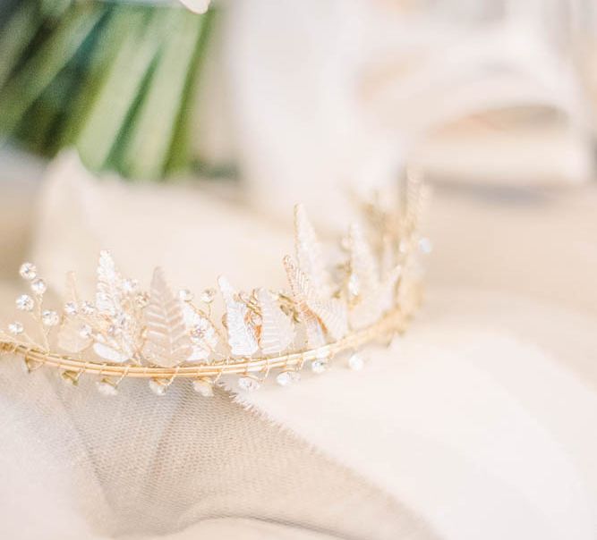 Leaf flower crown bridal accessory 